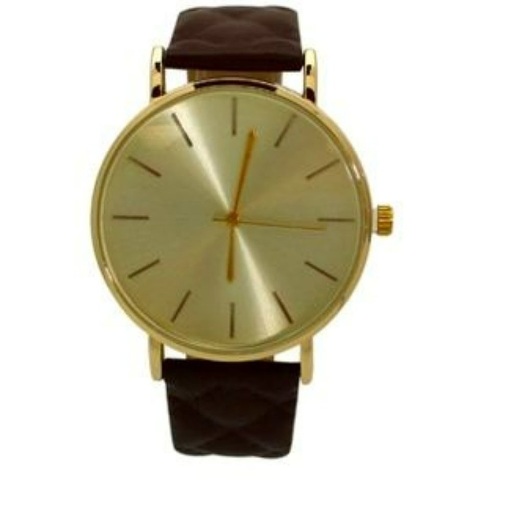 Olivia Pratt Quilted Detail Leather Strap Watch